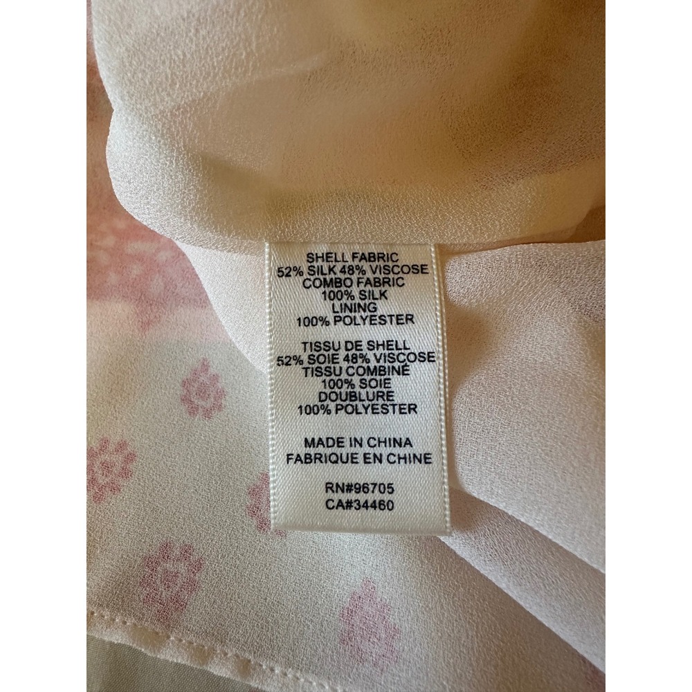 Rebecca Taylor Orange and White Silk Blend Floral Flutter Sleeve Dress | Size 10 - Picture 7 of 7